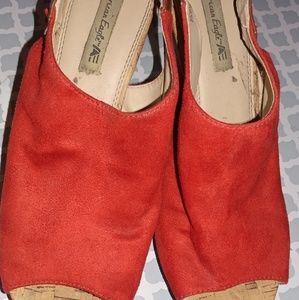 Red Wedge heel sandals.